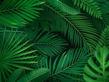 Tropical leaves horizontal background clipart