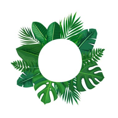 tropik yapraklar yuvarlak çerçeve