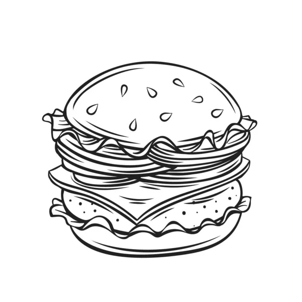 Hamburger ya da çizburger çizgi film ikonu — Stok Vektör