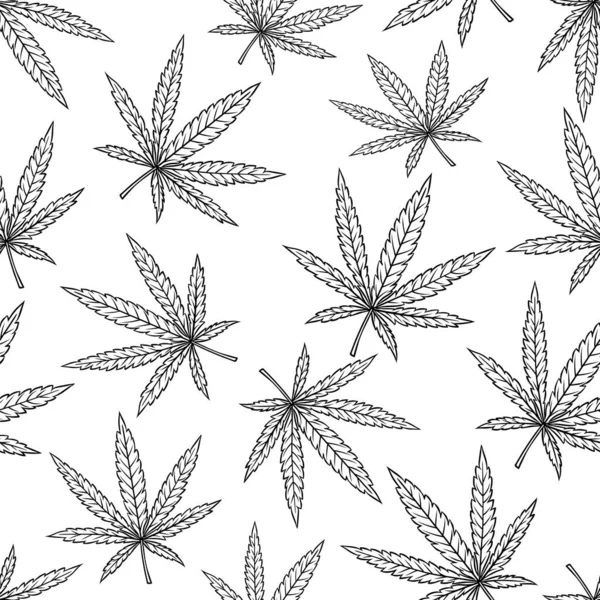Cannabis leaf engraved style — Stock Vector