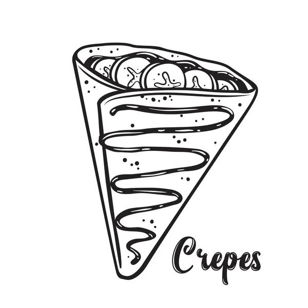 Crepes con plátanos y chocolate — Vector de stock