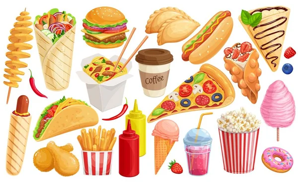 Fast Food Esboço Ícone Desenhado —  Vetores de Stock