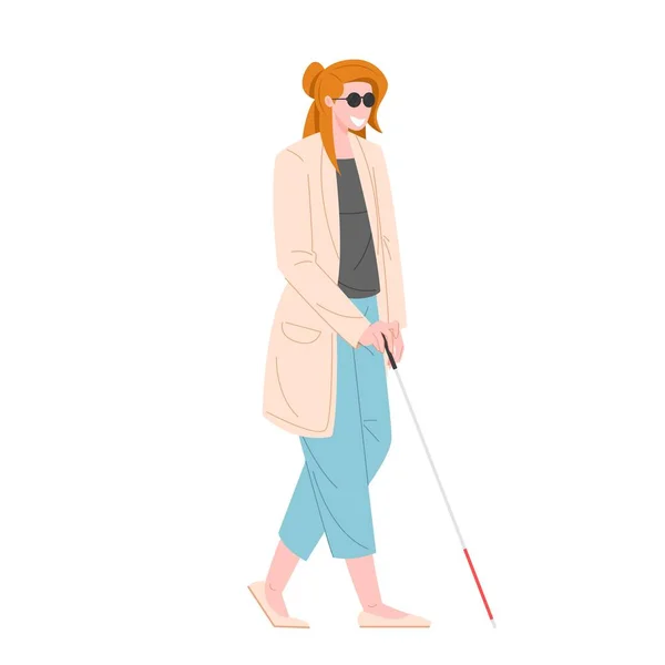 Person with walking stick for the blind — Stock Vector