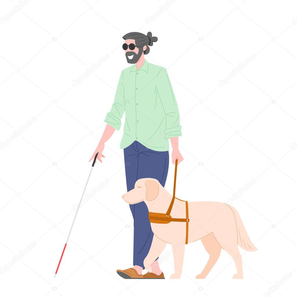 Disability blind person with guide dog