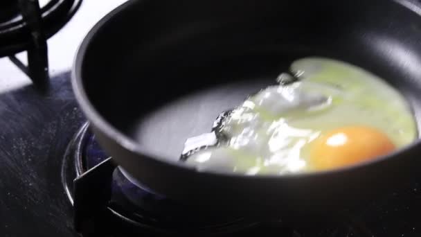 Bir Tavada Yumurta Pişirme — Stok video