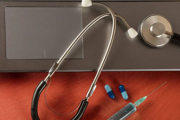 Stetoskop Tıbbi Concept Top Görünümü Düz Lay — Stok fotoğraf