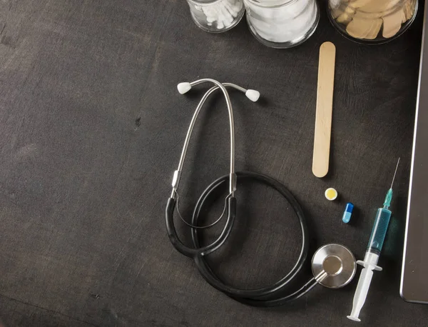 Stetoskop Tıbbi Concept Top Görünümü Düz Lay — Stok fotoğraf