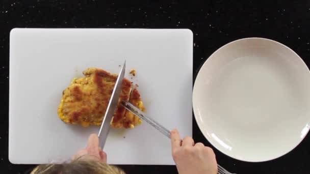Příprava Domácí Cordon Bleu Kuchyni — Stock video