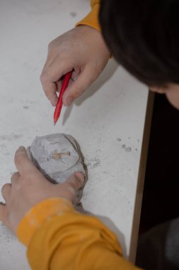 Küçük bir arkeoloğun fosillerini bulmak için kullanılan eğitici bir oyun.