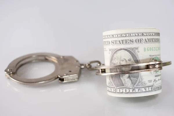 Dollar Bills With Handcuffs. — Stock Photo, Image