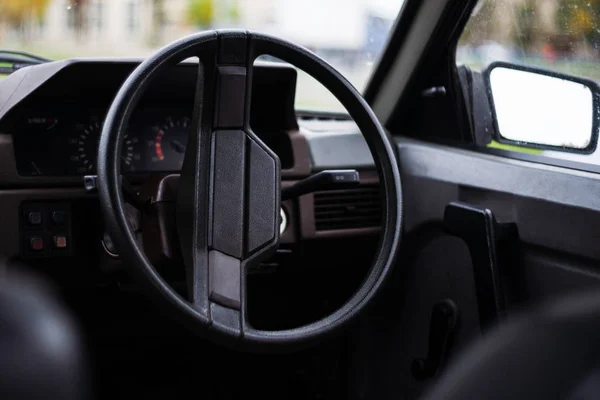 Urss 1980 Vieille Voiture Roue Miroir Panneau Numérique Dans Cadre — Photo