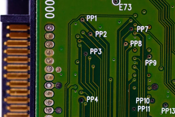 Hdd Microscheme Close View 底座是绿色的 宏观看 — 图库照片