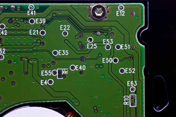 Hdd Microscheme Προβολή Κοντινό Πλάνο Βάση Είναι Πράσινο Μακροεντολή Εμφάνιση — Φωτογραφία Αρχείου