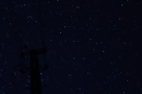 Lange Belichtungszeit Nacht Foto Viele Sterne Mit Säule Vordergrund Weit — Stockfoto