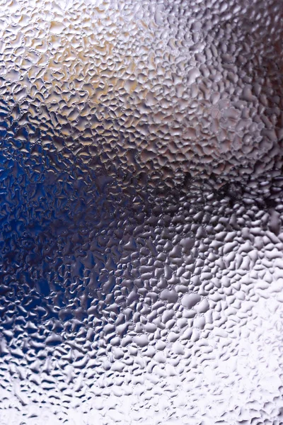 Waterdruppels Glazen Raam Close Met Wazige Achtergrond Druppels Macro Condensaat — Stockfoto