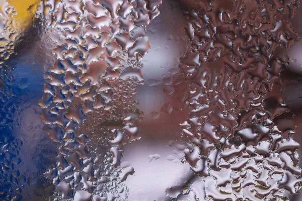 Water Drops Glass Window Close Blurred Background Drops Macro Condensate — Stock Photo, Image