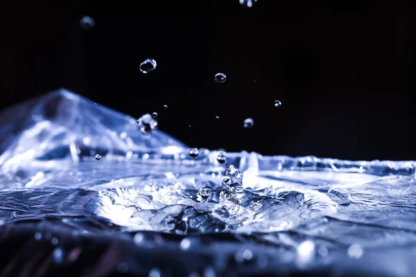 Gocce Acqua Che Schizzano Sulla Membrana Acustica Sacco Gocce Aria — Foto Stock