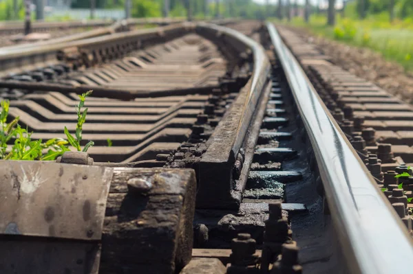 Railway Arrow Sleepers Two Ways Large View — Stock Photo, Image