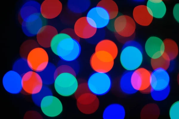 Multi Color Blue Holiday Garland Garland Blurred Many Big Colorful — Stock Photo, Image