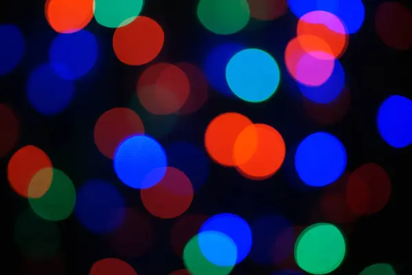 Multi Color Blue Holiday Garland Garland Blurred Many Big Colorful — Stock Photo, Image