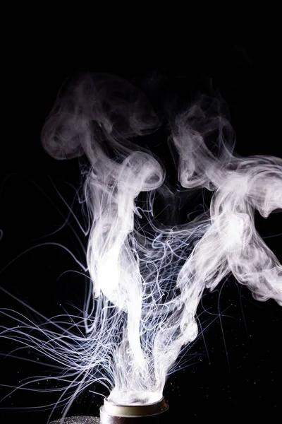 Big clouds of vape fog. Splash of glicerine clouds with spray boiling liquid. Vape culture and no smoking movement. — Stock Photo, Image