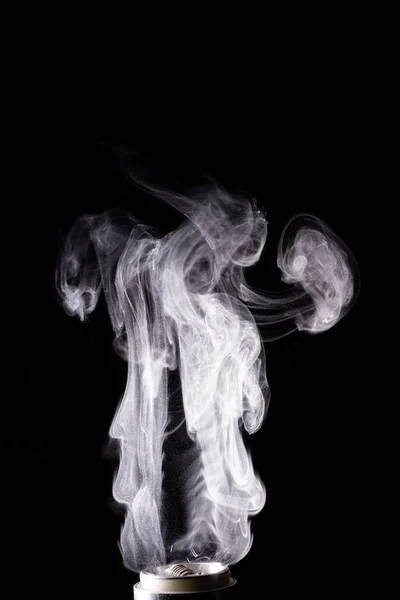 Vape clouds splash on black background. Stock isolated white smo — Stock Photo, Image