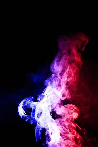 Colorful cloud splash with spray boiling liquid. Two colours fog