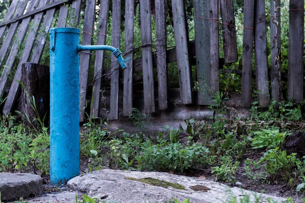 Blue Broken Water Hydrant Paint Very Old Cracked — Stock Photo, Image