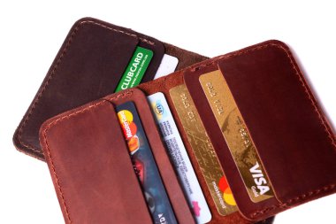 24.01.2019 Ukrayna, Kiev. El yapımı kırmızı ve kahverengi renk bir parçası