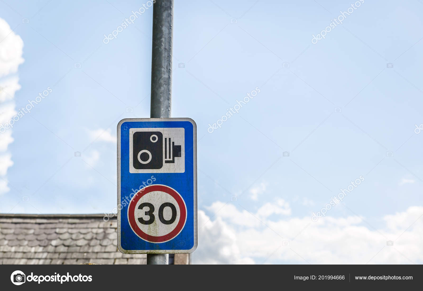 English Traffic Sign Indicating Maximum Speed Miles Camera Recording