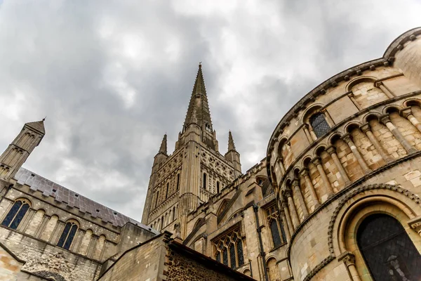 Vista Especial Una Hermosa Catedral Con Torre Aguja Ciudad Norwich — Foto de Stock