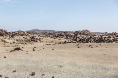 Kuru ve alan Teide Milli Parkı'nda Çöl Adası, Tenerife üzerinde İspanya