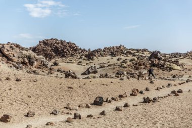 Bir alanı Teide Milli Parkı Tenerife Adası görünümünü güneşli bir günde, Kanarya Adaları, İspanya
