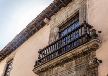 Balkon bir tipik manor evin içinde köyü La Orotava, Tenerife, İspanya