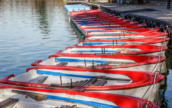 Ordered and ready boats to be rented in a small lake