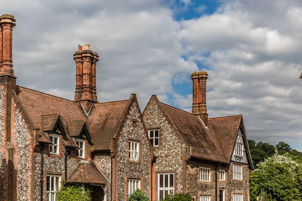 Два Красивых Типичных Старинных Английских Дома Солнечный День Норфолк — стоковое фото