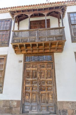 Tipik Kanarya balkon, şehir, La Laguna, Tenerife Adası, İspanya