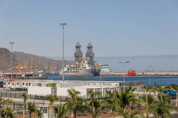 Liman Içinde Şehir Santa Cruz Tenerife Görünümü Güzel Bir Güneşli — Stok fotoğraf