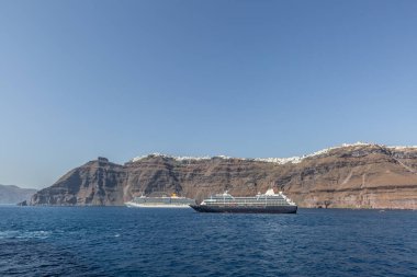 Santorini Adası, Yunanistan. Güzel yaz manzarası, deniz manzarası