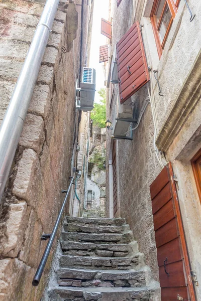 A narrow back street in the medieval center of the walled city o