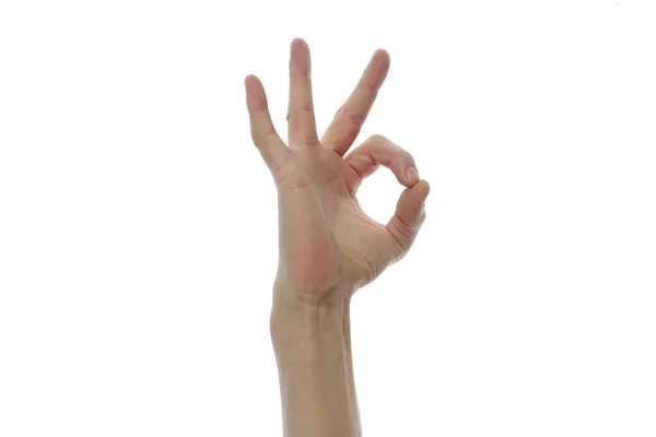 Hand sign shows ok. — Stock Photo, Image