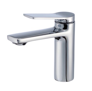 Mutfak karıştırıcı metal musluk. Paslanmaz çelik. İzole. beyaz arkaplan