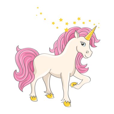  Güzel tek boynuzlu at karakter beyaz zemin üzerine