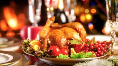 Portre fotoğraf taasty, fırından yeni çıkmış Türkiye Aile Noel yemeği