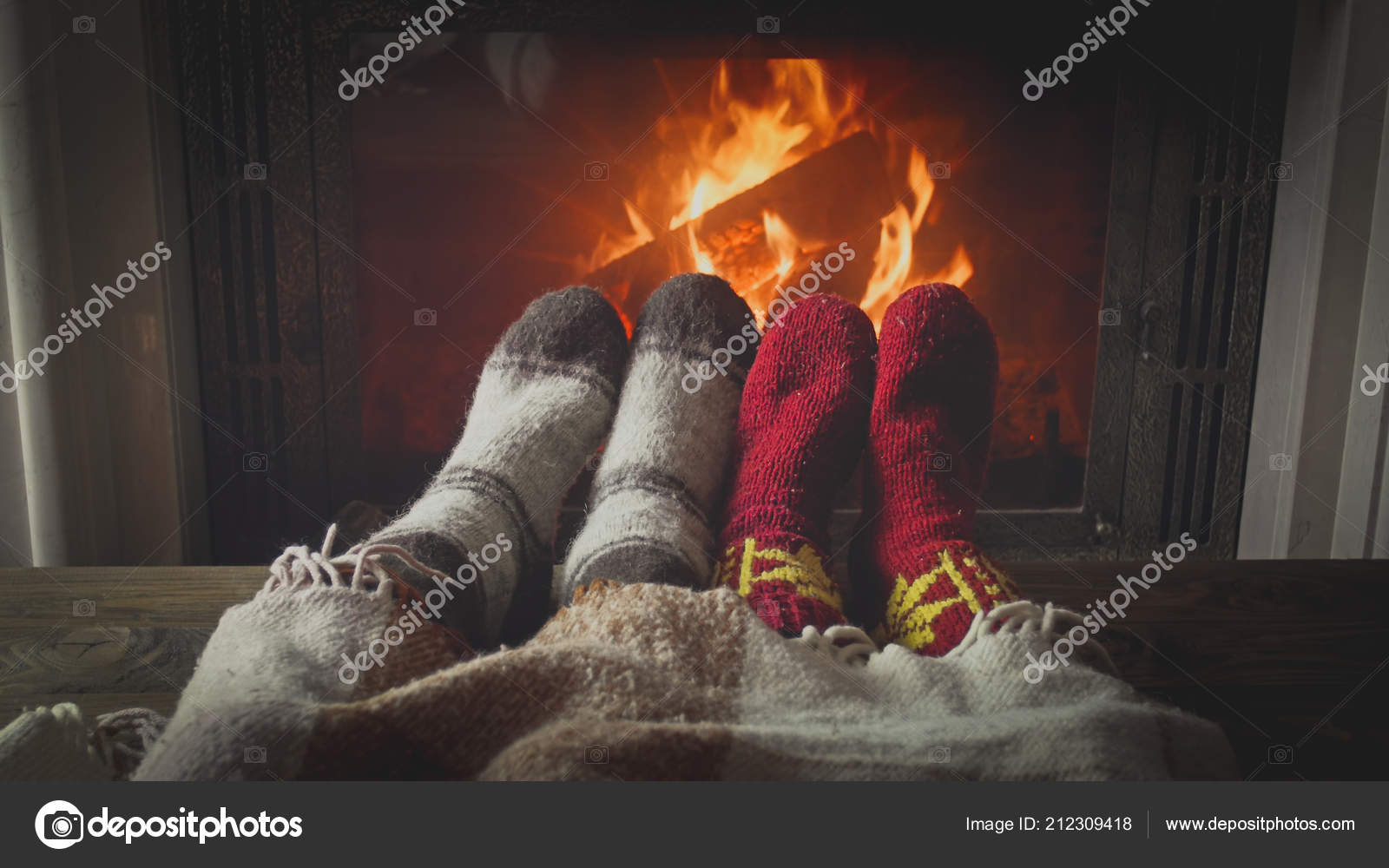 Toned Closeup Image Of Romantic Couple Warming Under Blanket At
