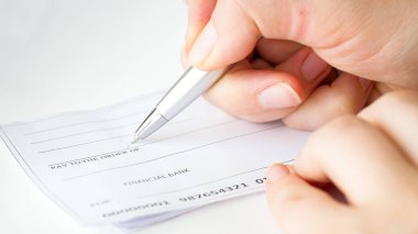 Portre resim el kişisel banka çeki kalemi ile doldurma