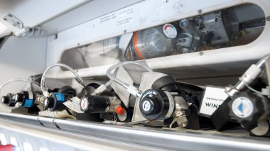 Acil emniyet sistemi modern yolcu uçakları konusunda closeup görüntü