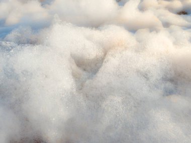 Parlak güneşli günlerde sabun köpük Closeup makro soyut görüntü. Bulutların yakın çekim fotoğrafı