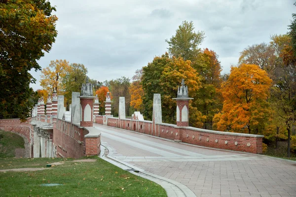 Tsaritsyno Parkı Ndaki Vadide Büyük Bir Köprü — Stok fotoğraf