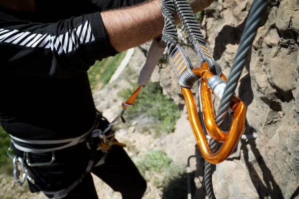 Climbing Ferrata Route Morata Jalon Zaragoza Province Aragon Spain — Stock Photo, Image